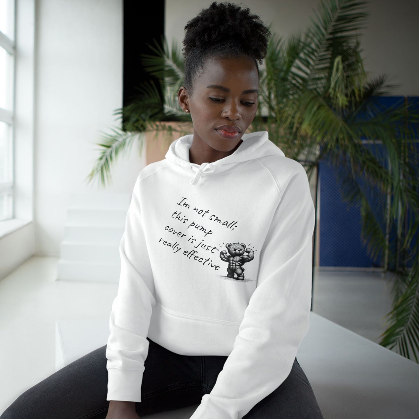 Funny Unisex Supply Hoodie: 'I'm Not Small, This Pump Cover is Just Really Effective'